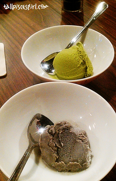 Sesame ice cream and Green tea ice cream