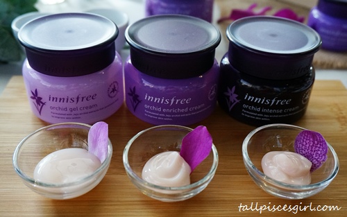 Left to right: Orchid Gel Cream | Orchid Enriched Cream | Orchid Intense Cream