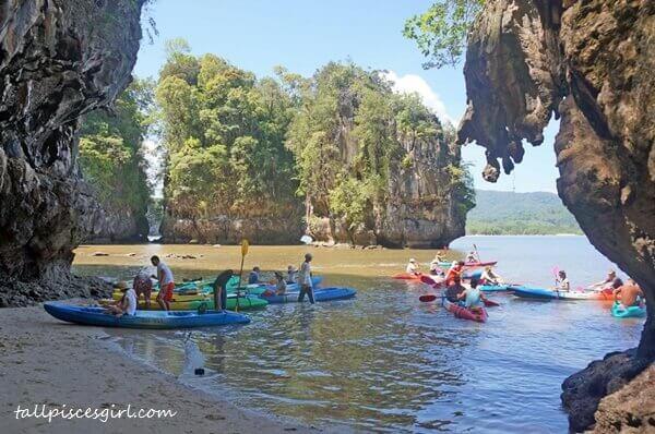 Finally getting out from our canoe at the lagoon