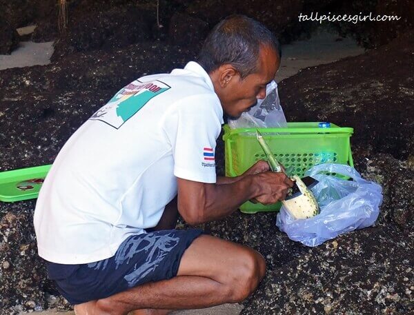 Our tour guide preparing some fruits