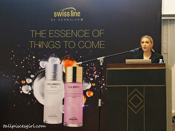 DSC01509 | NEW: Swiss line Cell Shock Facial Boosting Essence & Cell Shock White Facial Brightening Essence Product presentation by Ms. Barbara Iacobucci, International Training Manager of Swiss line