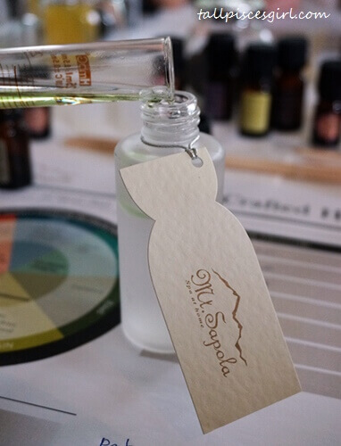 The final step: Pour the combined essential oils into the bottle that contains unscented oil