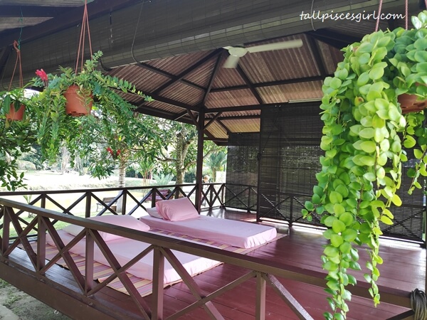 Wooden gazebo set up for massage session | Experience Kampung Life at Rimba Alor Orchard Villas Melaka Wooden gazebo set up for massage session