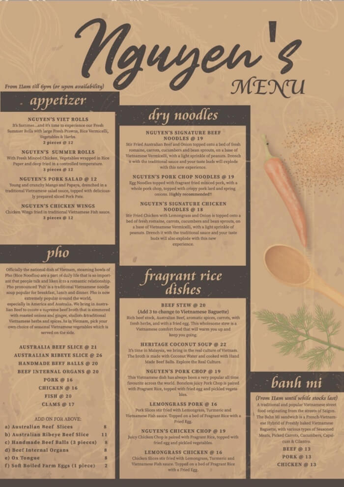 Nguyens 163 Mont Kiara Menu Day | Nguyen's Vietnamese Restaurant @ 163 Retail Park, Mont Kiara Nguyen's 163 Mont Kiara Menu (Day)