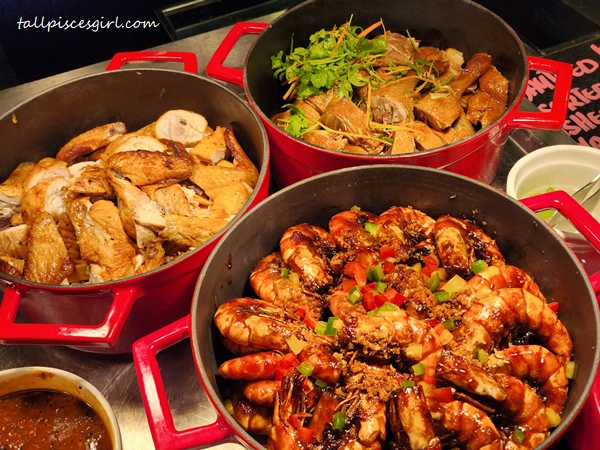 Roasted Chicken Tang Gui, Braised Whole Duck Shanghai Style, Wok Fried Tiger Prawn King Soya Sauce